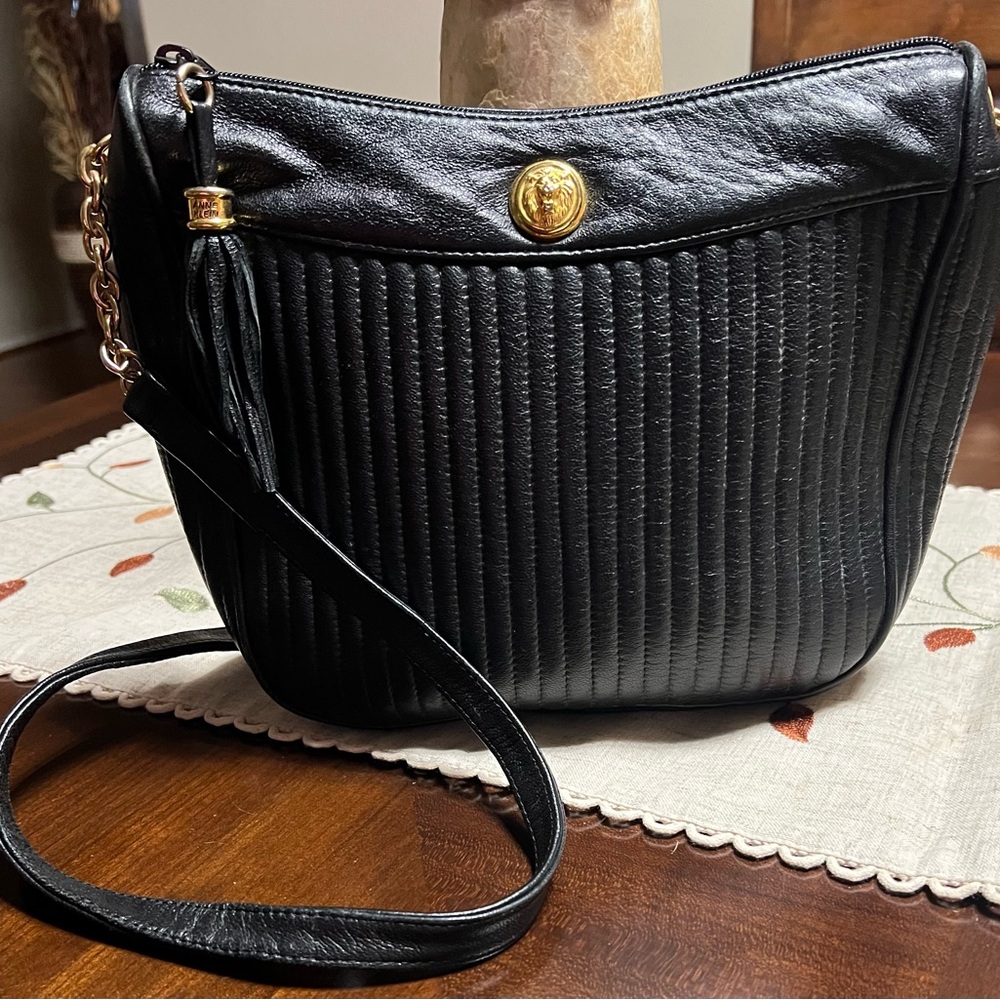 Vintage Black Leather Shoulder Bag